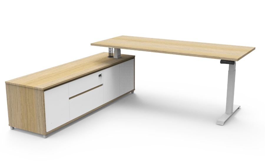 Natural Oak Cabinet, Oak Top With White Frame